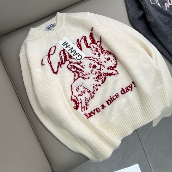 Ganni White and Red Knit Sweater - Picture 1 of 5